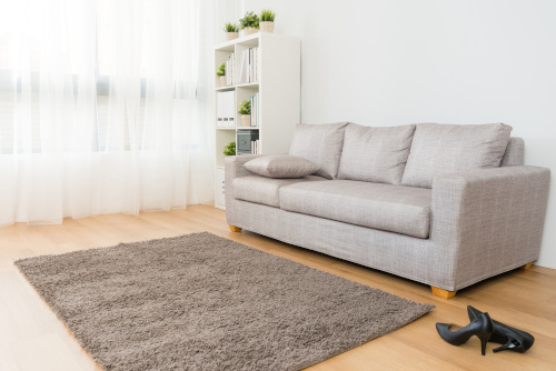 An area rug in an open, clean room.